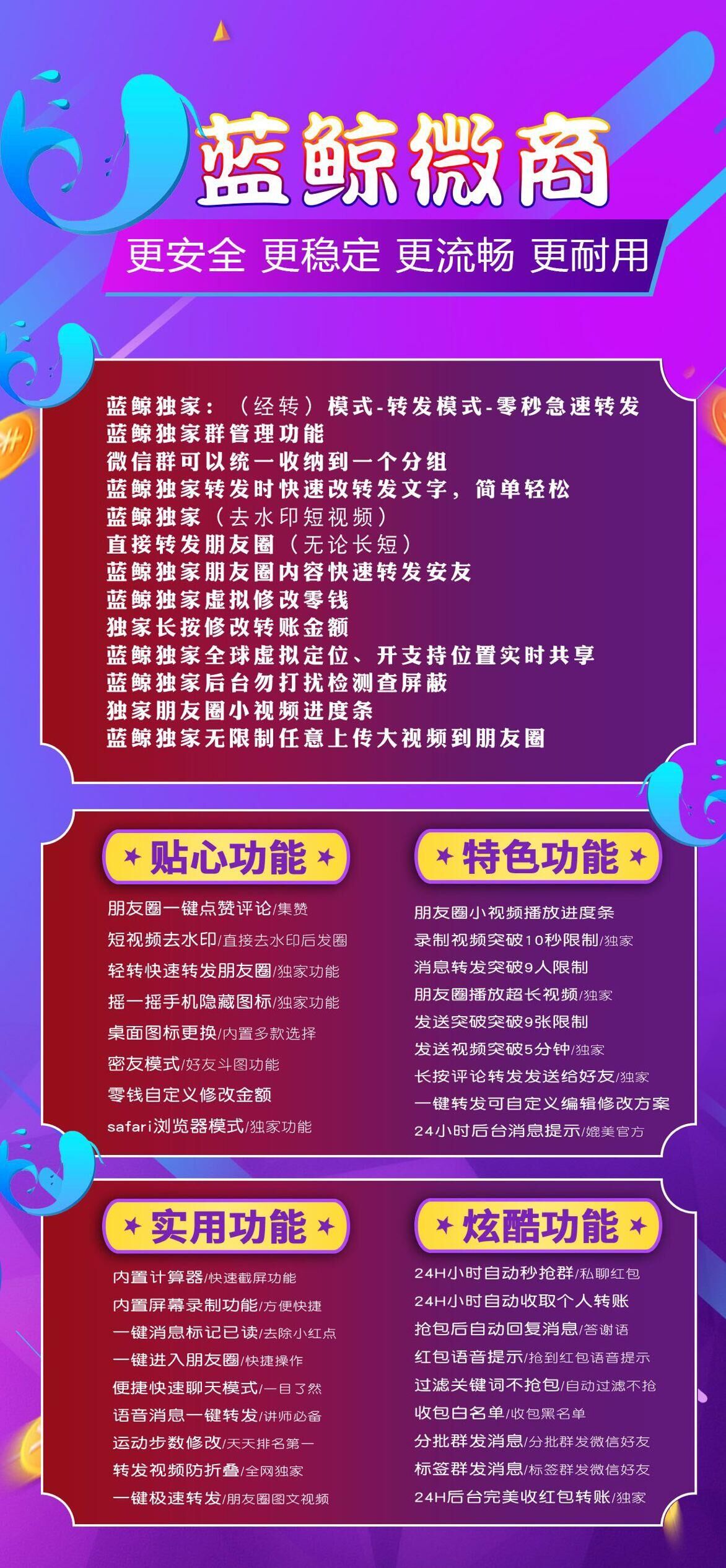 【苹果蓝鲸官网下载更新地址激活授权卡密】苹果微信蓝鲸哆开分身一键转发图文视频操作安装教程